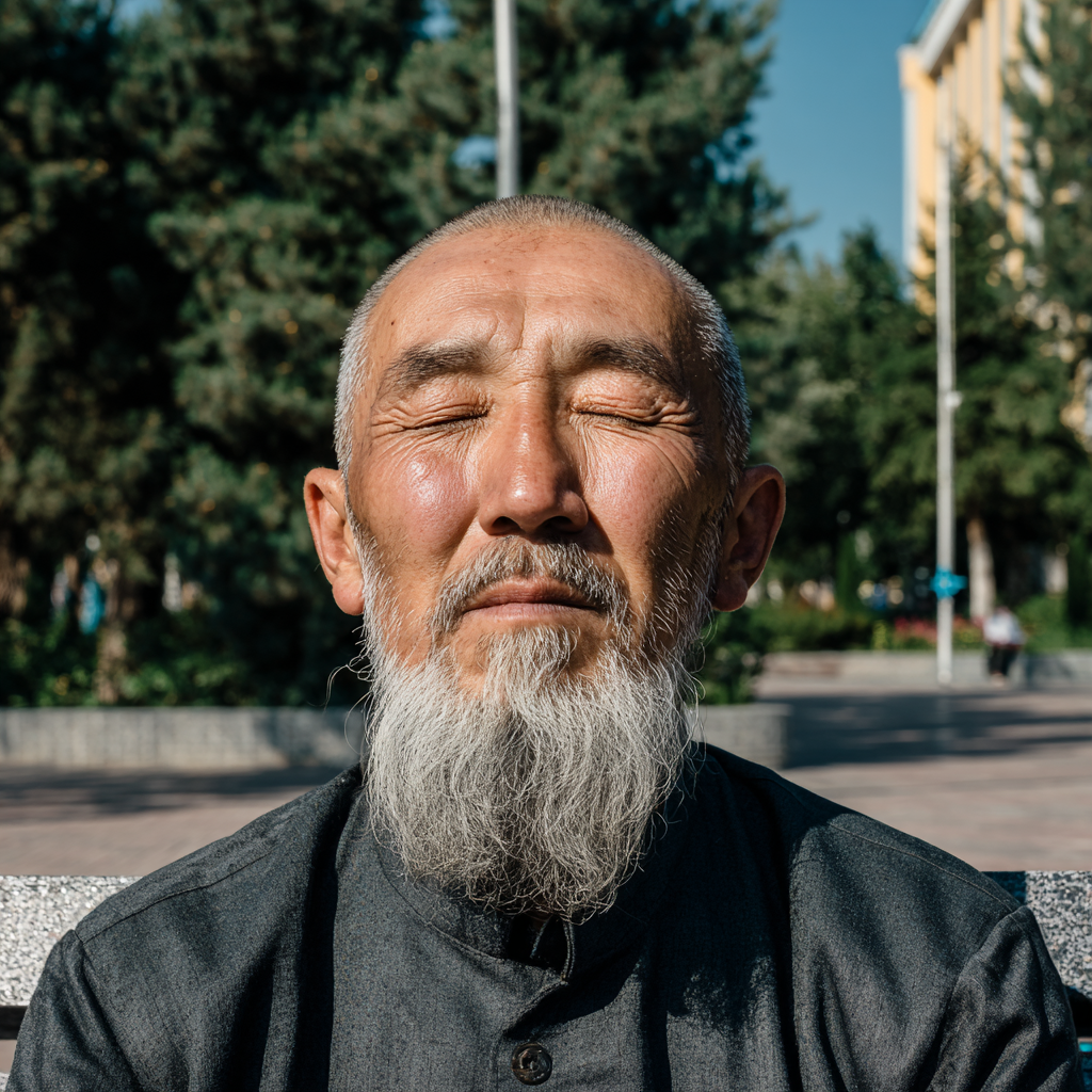 Tinch holda yoga mashq qilayotgan odam